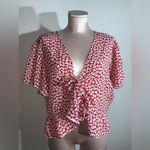 Shein 2xl Red&Wht Flower Top